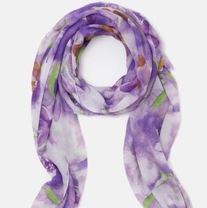 Purple Flora Striped Oblong Scarf
